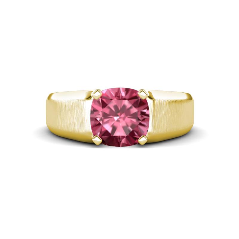 Jude 1.50 ct Cushion Shape Pink Tourmaline Solitaire Men Wedding Band (7 mm) 