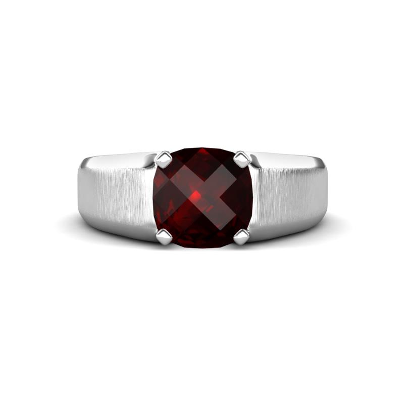 Jude 1.73 ct Cushion Checkerboard Cut Red Garnet Solitaire Men Wedding Band (7 mm) 