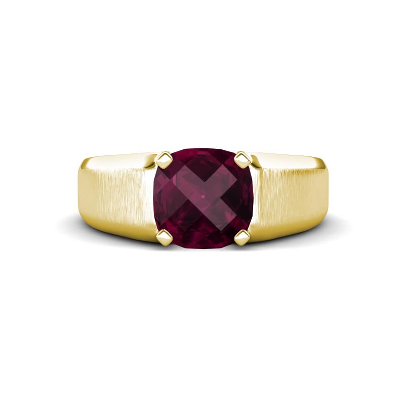 Jude 2.00 ct Cushion Shape Rhodolite Garnet Solitaire Men Wedding Band (7 mm) 