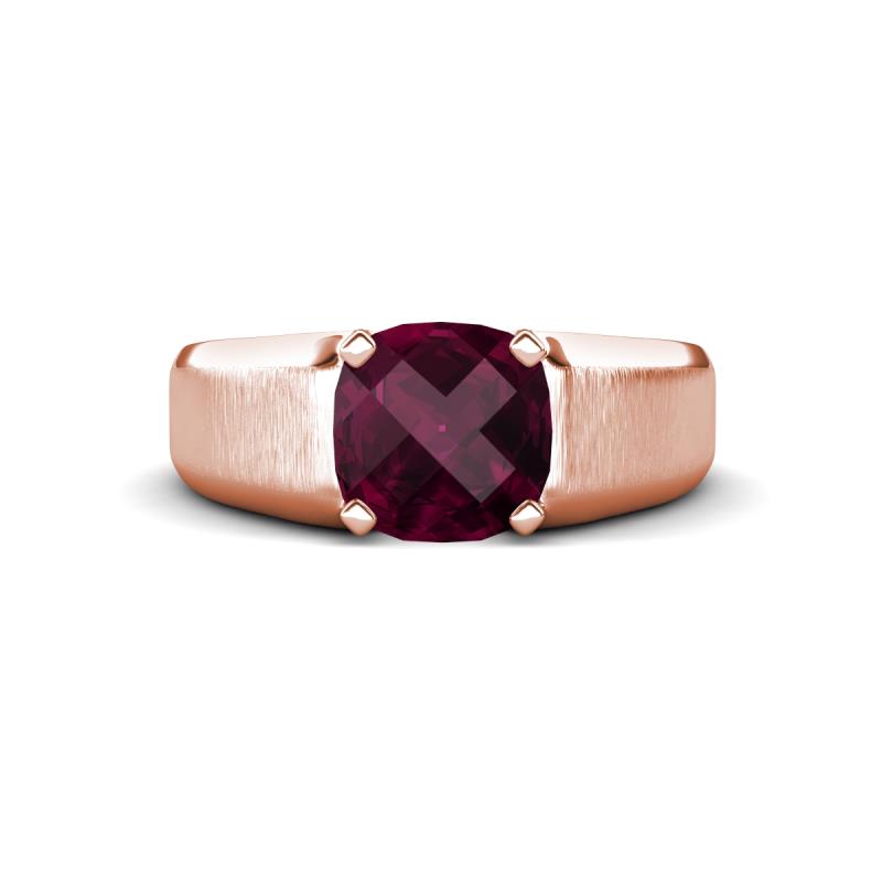 Jude 2.00 ct Cushion Shape Rhodolite Garnet Solitaire Men Wedding Band (7 mm) 