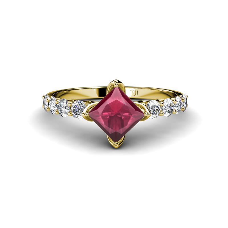 Alicia 1.77 ctw Rhodolite Garnet and Lab Grown Diamond Engagement Ring 
