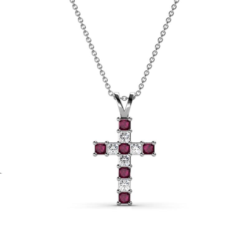 Ethel Rhodolite Garnet and Diamond Cross Pendant 
