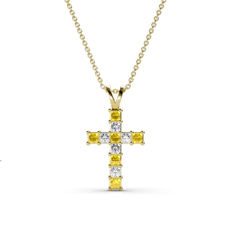 Ethel Yellow Sapphire and Diamond Cross Pendant 