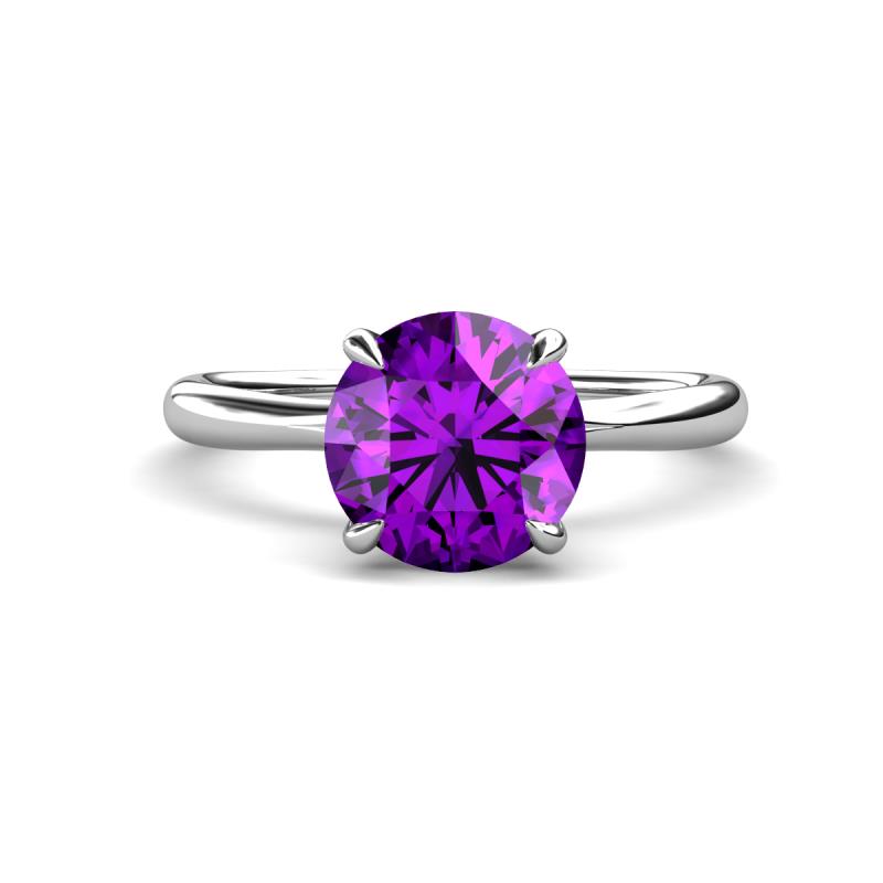 Solina 2.03 ctw Round Amethyst accented Lab Grown Diamond Hidden Halo Engagement Ring 
