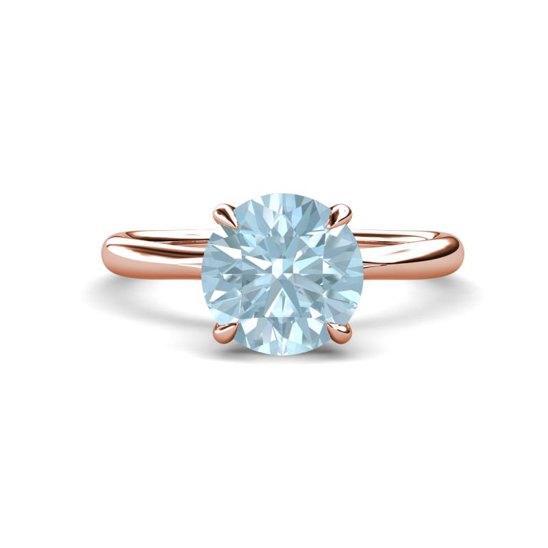 Solina 2.03 ctw Round Aquamarine accented Lab Grown Diamond Hidden Halo Engagement Ring 