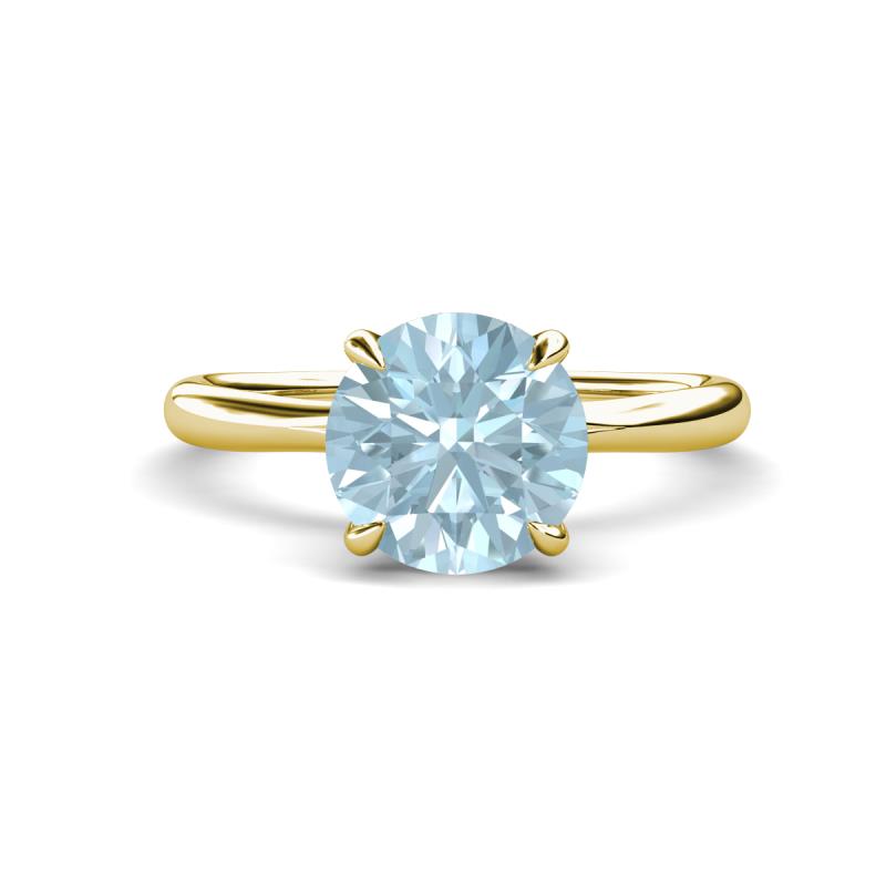 Solina 2.03 ctw Round Aquamarine accented Lab Grown Diamond Hidden Halo Engagement Ring 