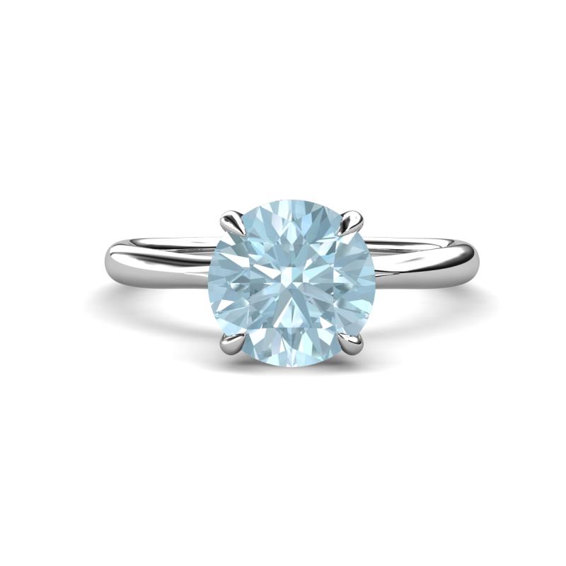 Solina 2.03 ctw Round Aquamarine accented Lab Grown Diamond Hidden Halo Engagement Ring 