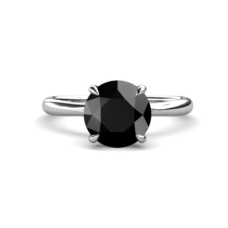 Solina 3.13 ctw Round Black Diamond accented Lab Grown Diamond Hidden Halo Engagement Ring 