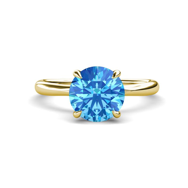Solina 2.13 ctw Round Blue Topaz accented Lab Grown Diamond Hidden Halo Engagement Ring 