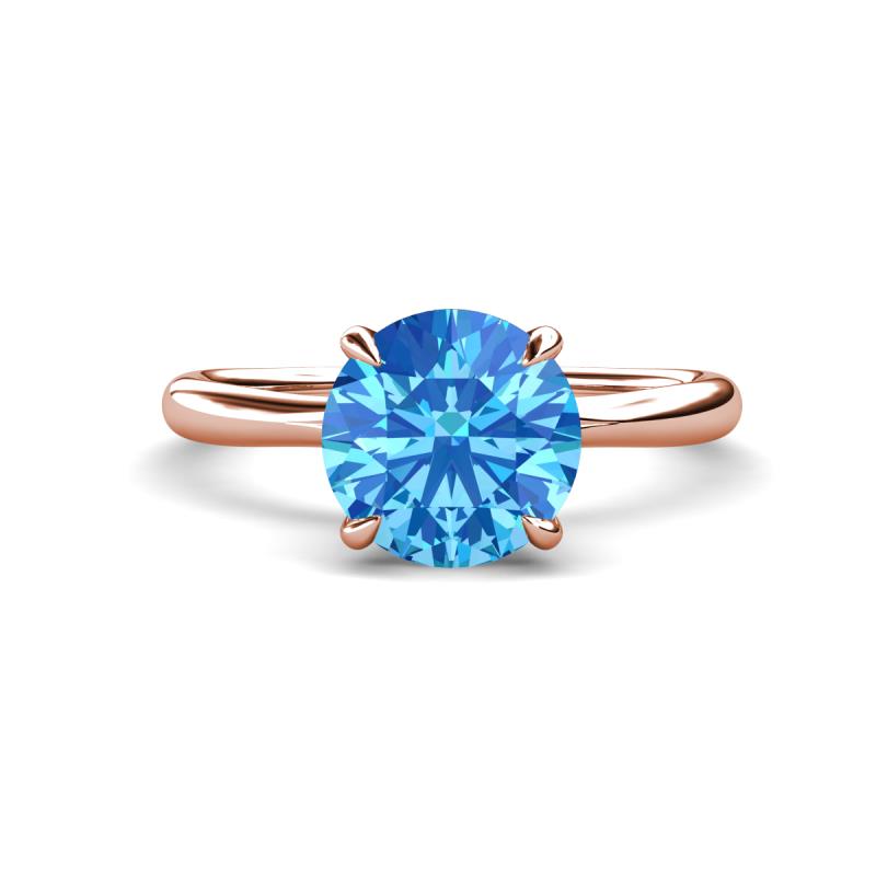 Solina 2.13 ctw Round Blue Topaz accented Lab Grown Diamond Hidden Halo Engagement Ring 