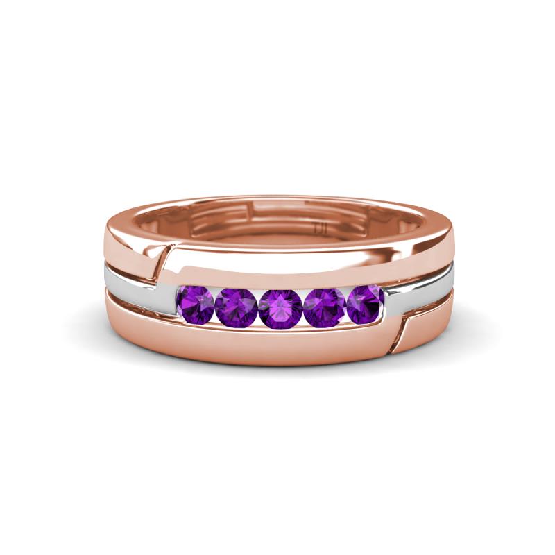 Brandon 0.20 ctw Amethyst High Polished Men Wedding Band (7 mm) 