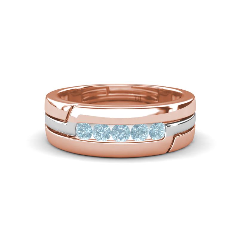 Brandon 0.20 ctw Aquamarine High Polished Men Wedding Band (7 mm) 