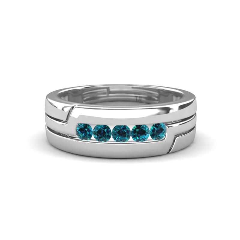 Brandon 0.30 ctw Blue Diamond High Polished Men Wedding Band (7 mm) 