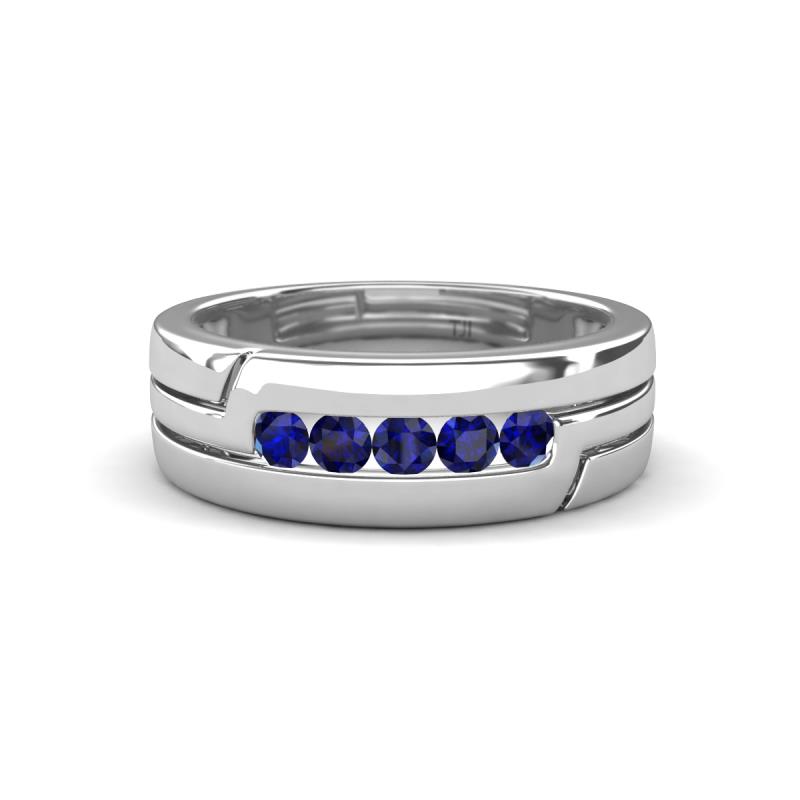 Brandon 0.33 ctw Blue Sapphire High Polished Men Wedding Band (7 mm) 