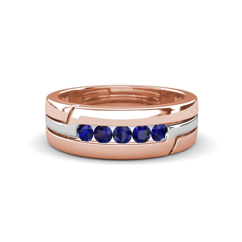 Brandon 0.33 ctw Blue Sapphire High Polished Men Wedding Band (7 mm) 