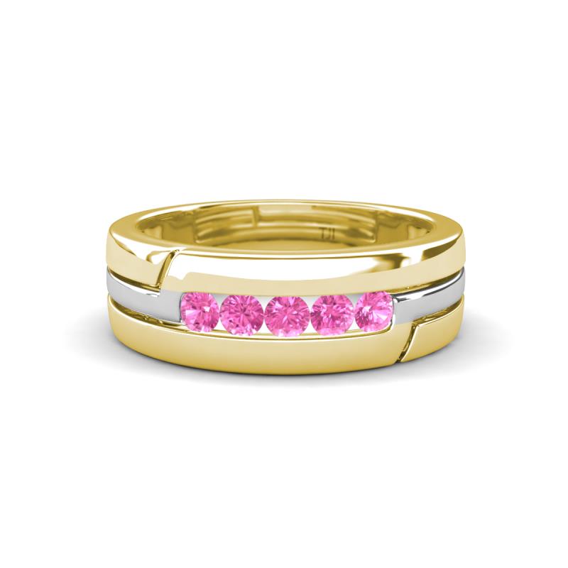 Brandon 0.35 ctw Pink Sapphire High Polished Men Wedding Band (7 mm) 