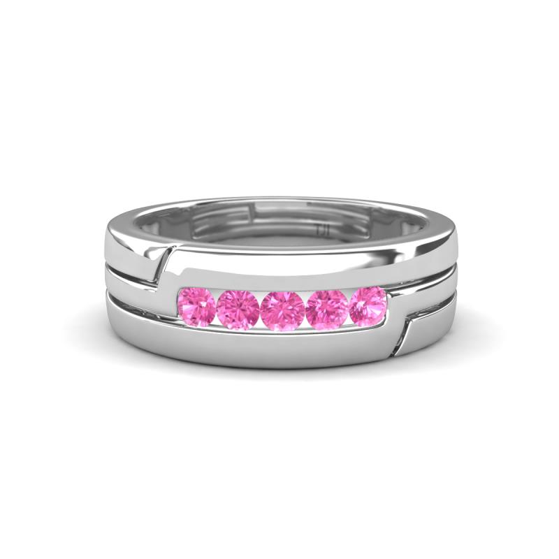 Brandon 0.35 ctw Pink Sapphire High Polished Men Wedding Band (7 mm) 