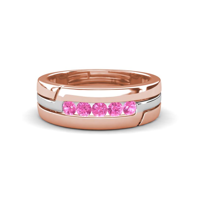 Brandon 0.35 ctw Pink Sapphire High Polished Men Wedding Band (7 mm) 