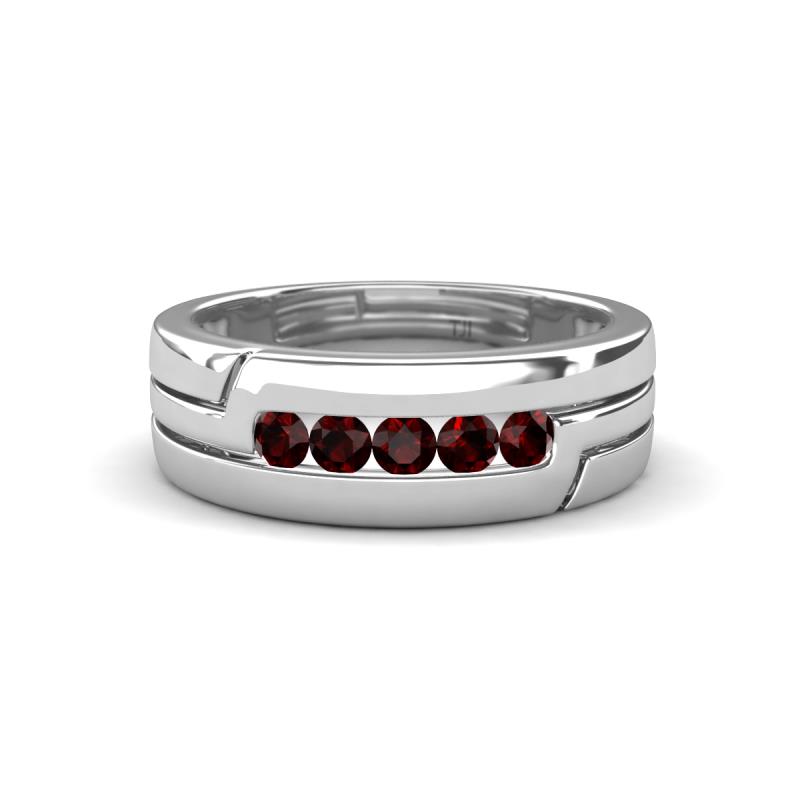 Brandon 0.34 ctw Red Garnet High Polished Men Wedding Band (7 mm) 