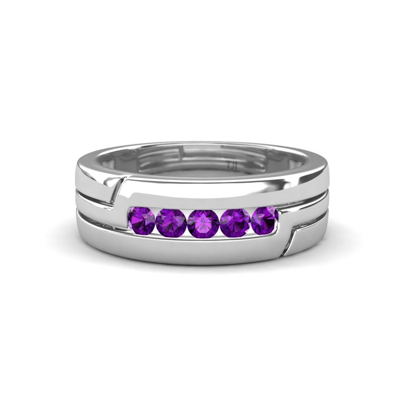 Brandon 0.20 ctw Amethyst High Polished Men Wedding Band (7 mm) 