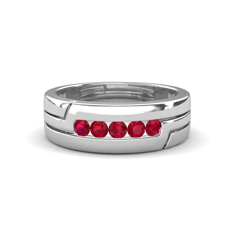 Brandon 0.30 ctw Ruby High Polished Men Wedding Band (7 mm) 