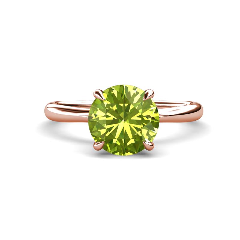 Solina 1.93 ctw Round Peridot accented Lab Grown Diamond Hidden Halo Engagement Ring 