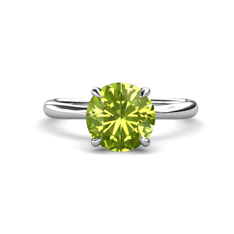 Solina 1.93 ctw Round Peridot accented Lab Grown Diamond Hidden Halo Engagement Ring 