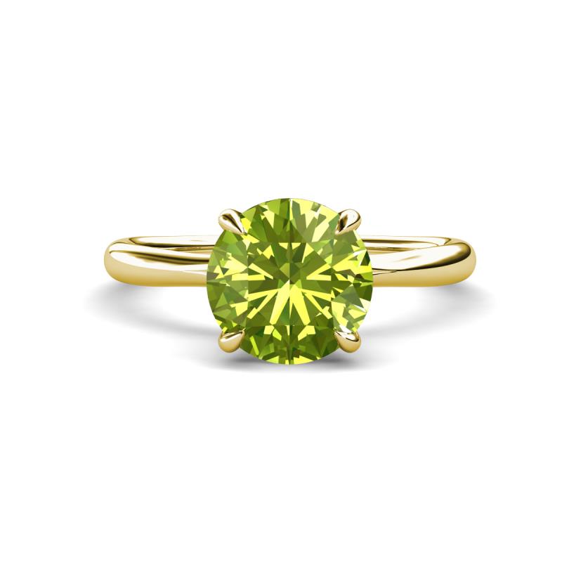 Solina 1.93 ctw Round Peridot accented Lab Grown Diamond Hidden Halo Engagement Ring 