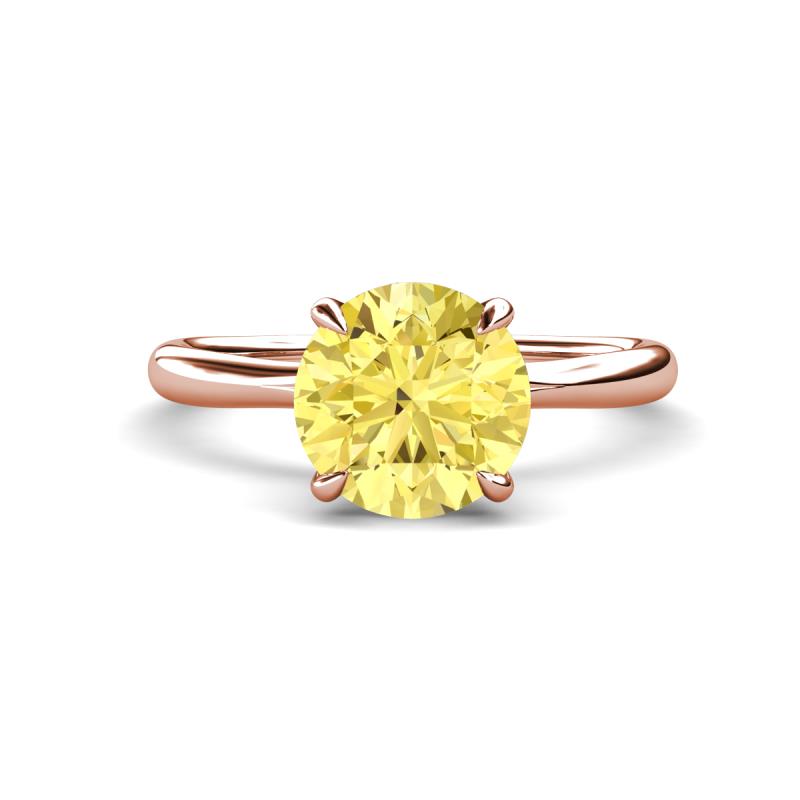 Solina 2.63 ctw Round Created Yellow Sapphire accented Lab Grown Diamond Hidden Halo Engagement Ring 