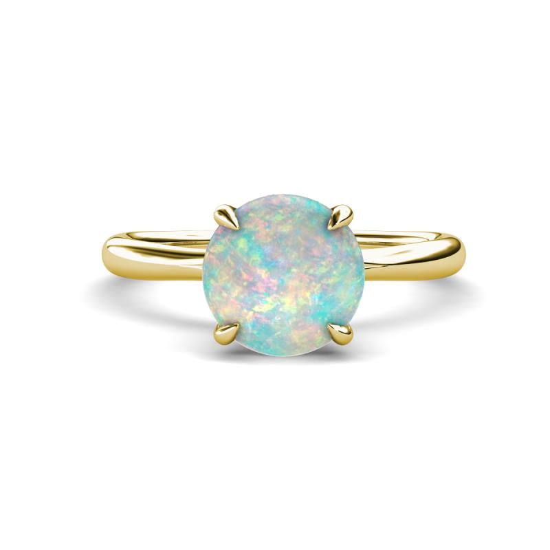 Solina 1.53 ctw Round Opal accented Lab Grown Diamond Hidden Halo Engagement Ring 