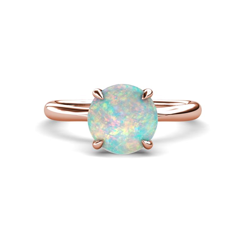 Solina 1.53 ctw Round Opal accented Lab Grown Diamond Hidden Halo Engagement Ring 