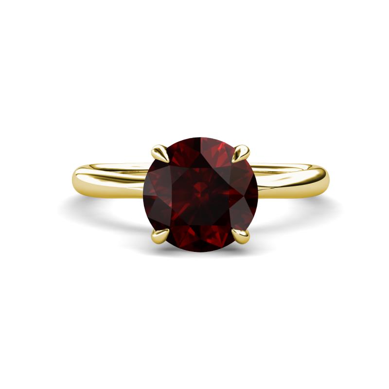 Solina 2.39 ctw Round Red Garnet accented Lab Grown Diamond Hidden Halo Engagement Ring 