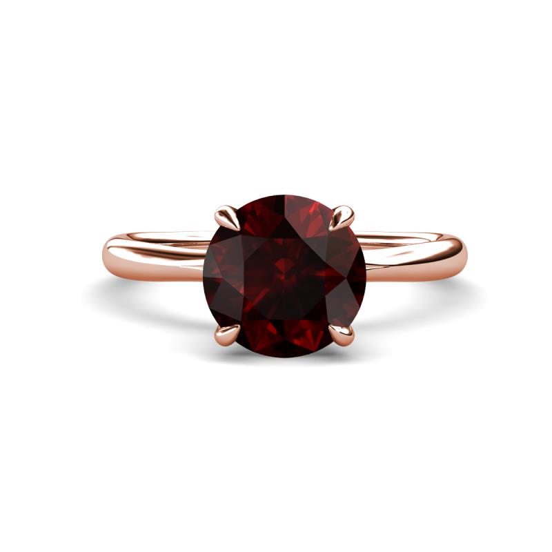Solina 2.39 ctw Round Red Garnet accented Lab Grown Diamond Hidden Halo Engagement Ring 