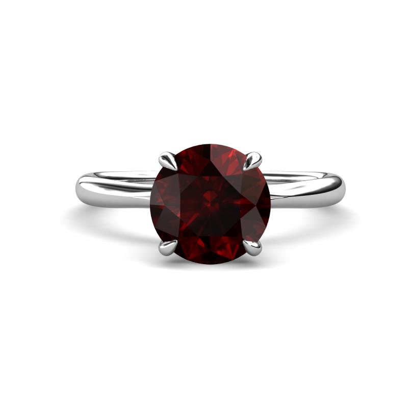 Solina 2.39 ctw Round Red Garnet accented Lab Grown Diamond Hidden Halo Engagement Ring 