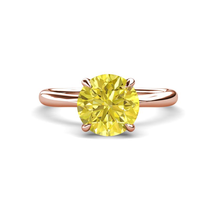 Solina 2.13 ctw Round Yellow Diamond accented Lab Grown Diamond Hidden Halo Engagement Ring 