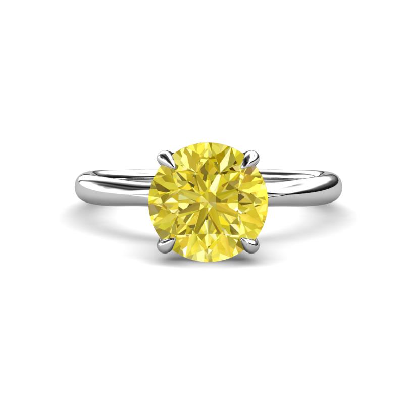 Solina 2.13 ctw Round Yellow Diamond accented Lab Grown Diamond Hidden Halo Engagement Ring 