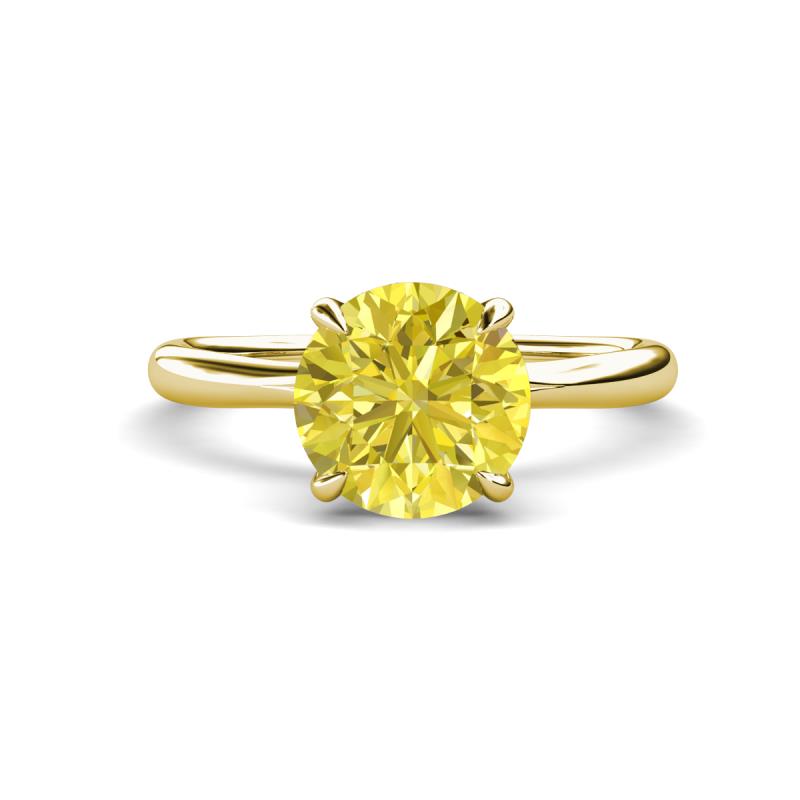 Solina 2.13 ctw Round Yellow Diamond accented Lab Grown Diamond Hidden Halo Engagement Ring 