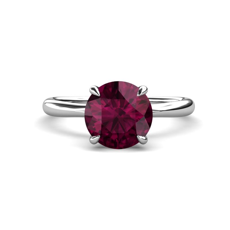 Solina 2.39 ctw Round Rhodolite Garnet accented Lab Grown Diamond Hidden Halo Engagement Ring 