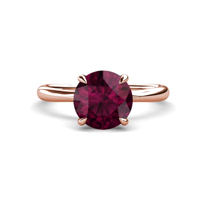 Solina 2.39 ctw Round Rhodolite Garnet accented Lab Grown Diamond Hidden Halo Engagement Ring 