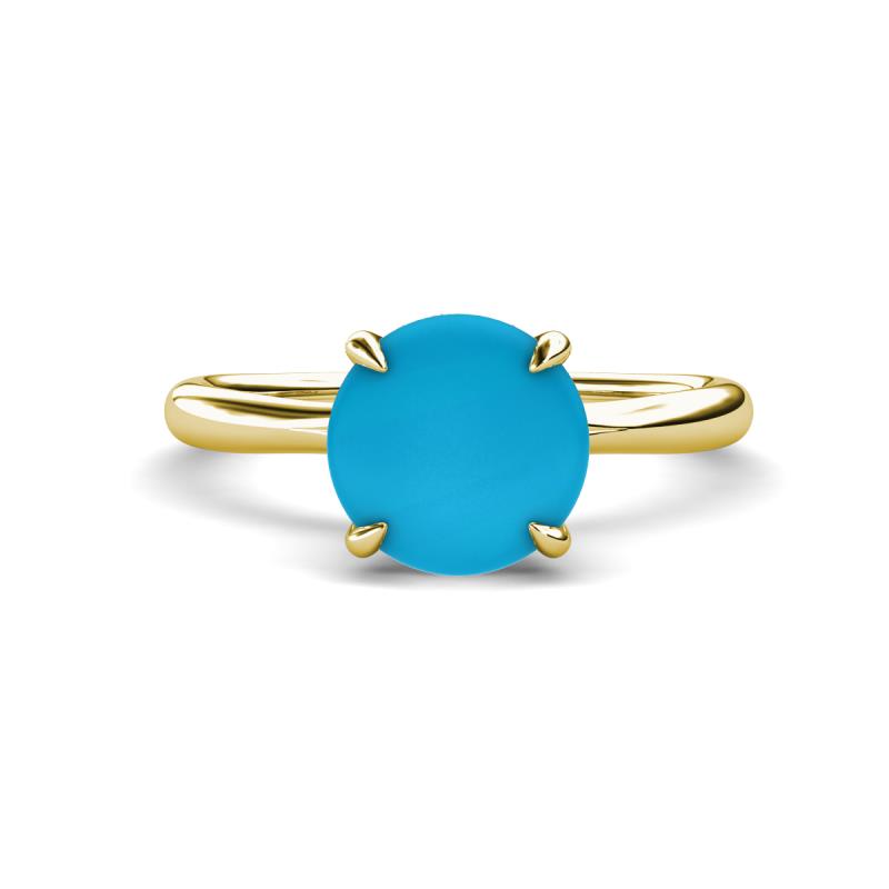 Solina 1.53 ctw Round Turquoise accented Lab Grown Diamond Hidden Halo Engagement Ring 