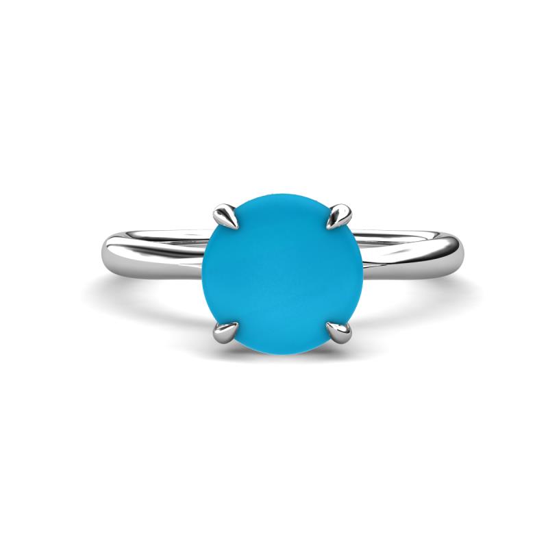 Solina 1.53 ctw Round Turquoise accented Lab Grown Diamond Hidden Halo Engagement Ring 