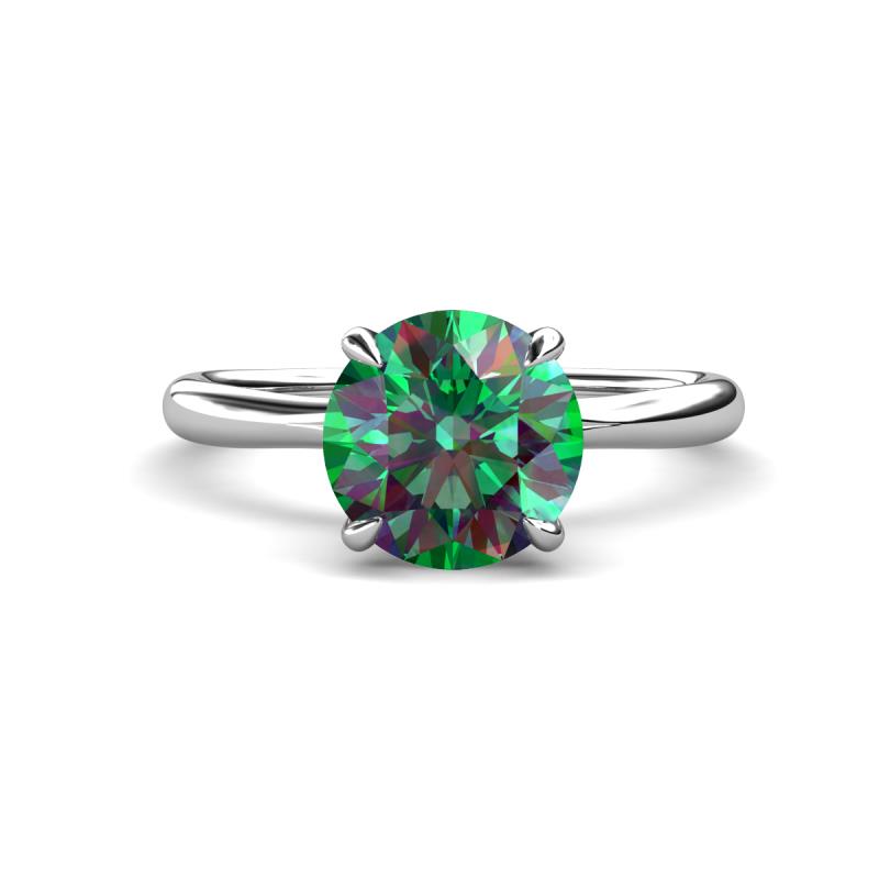 Solina 2.38 ctw Round Created Alexandrite accented Lab Grown Diamond Hidden Halo Engagement Ring 
