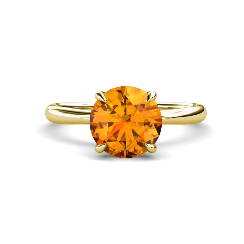 Solina 2.03 ctw Round Citrine accented Lab Grown Diamond Hidden Halo Engagement Ring 