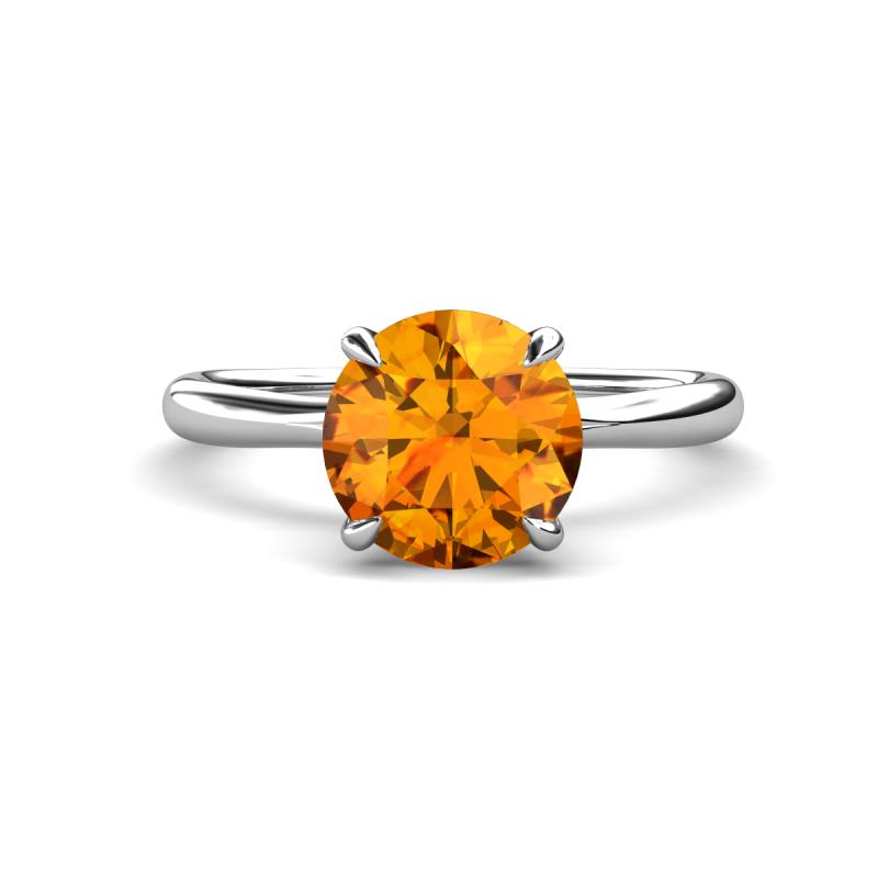 Solina 2.03 ctw Round Citrine accented Lab Grown Diamond Hidden Halo Engagement Ring 