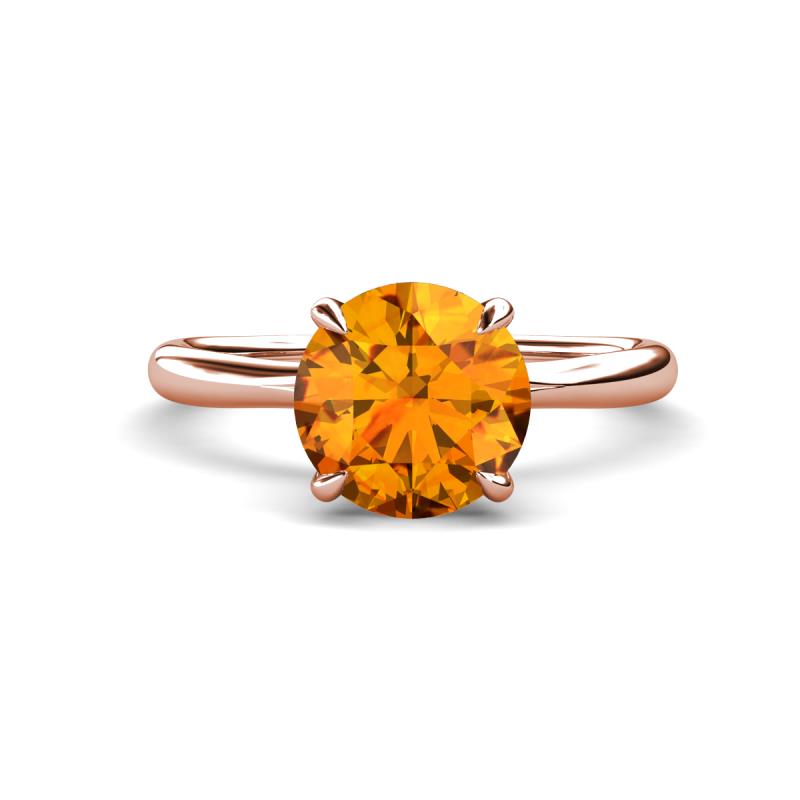 Solina 2.03 ctw Round Citrine accented Lab Grown Diamond Hidden Halo Engagement Ring 
