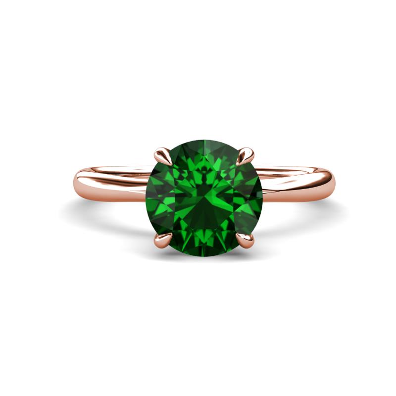 Solina 1.88 ctw Round Created Emerald accented Lab Grown Diamond Hidden Halo Engagement Ring 