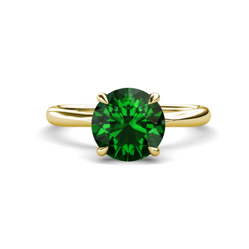 Solina 1.88 ctw Round Created Emerald accented Lab Grown Diamond Hidden Halo Engagement Ring 
