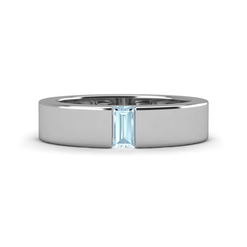 Carter 0.27 ct Baguette Shape Aquamarine Men Wedding Band (5 mm) 