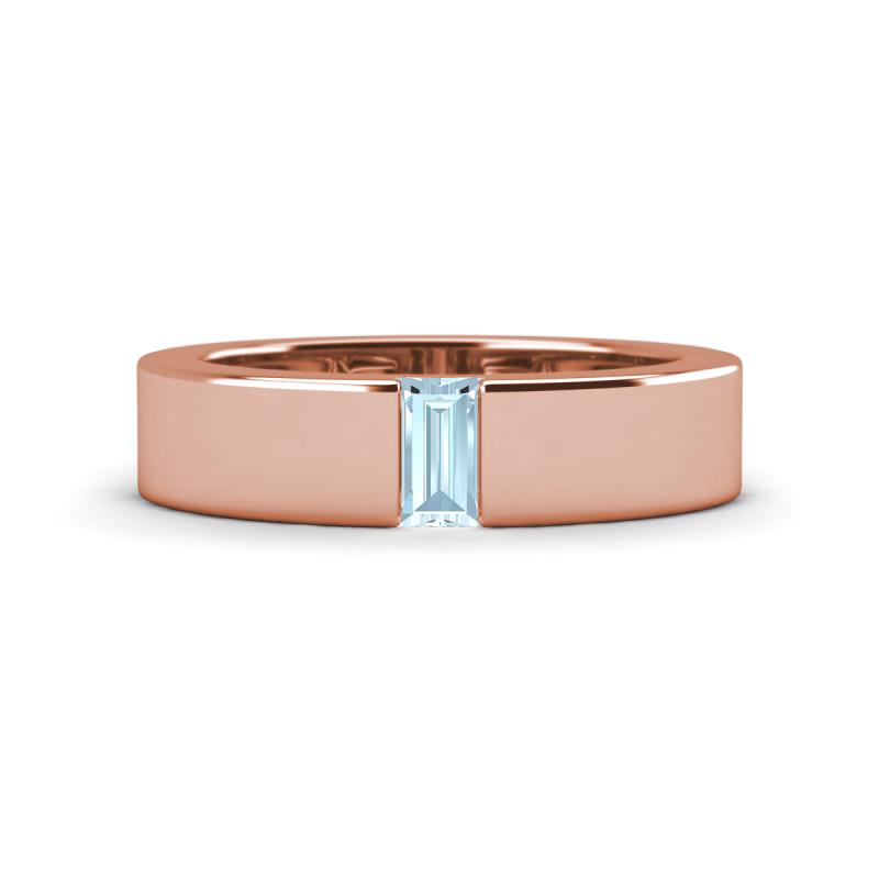 Carter 0.27 ct Baguette Shape Aquamarine Men Wedding Band (5 mm) 
