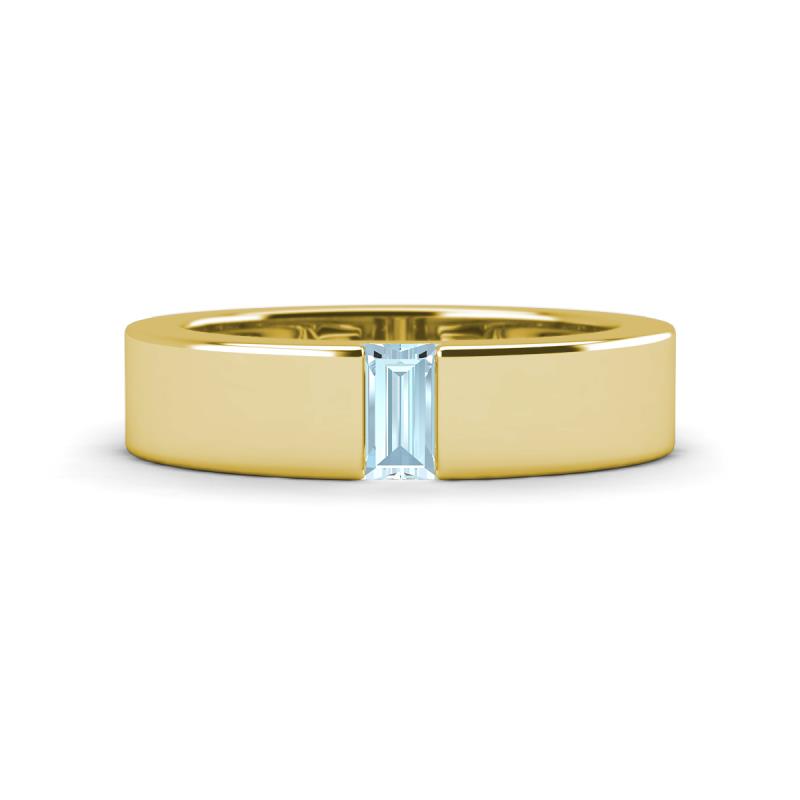 Carter 0.27 ct Baguette Shape Aquamarine Men Wedding Band (5 mm) 